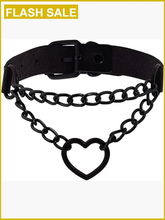 Jewelry - Gothic Heart Chain Choker Necklace Punk Grunge Emo Adjustable Lobster Clasp